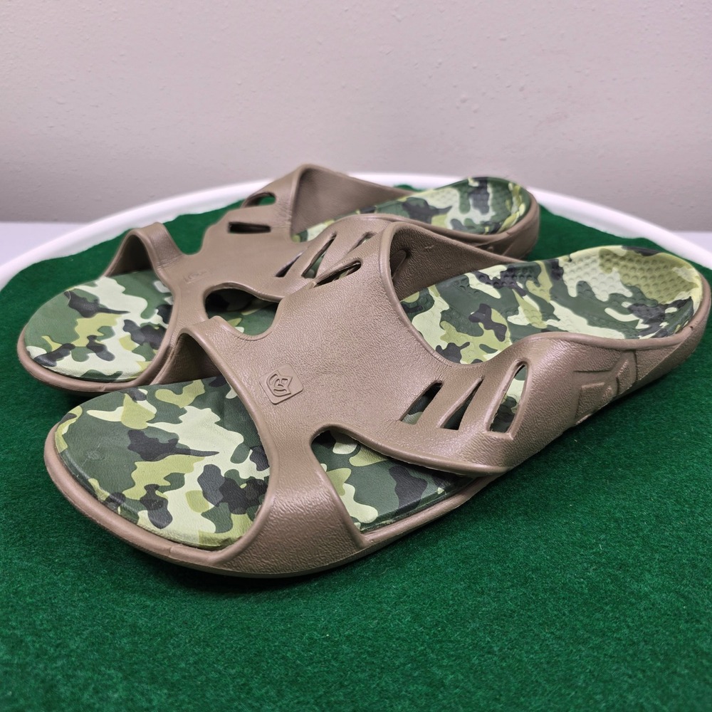 Spenco Kholo Orthotic Recovery Slide Sandals Mens 10 Camo Tan Camouflage NWOT - Picture 3 of 10
